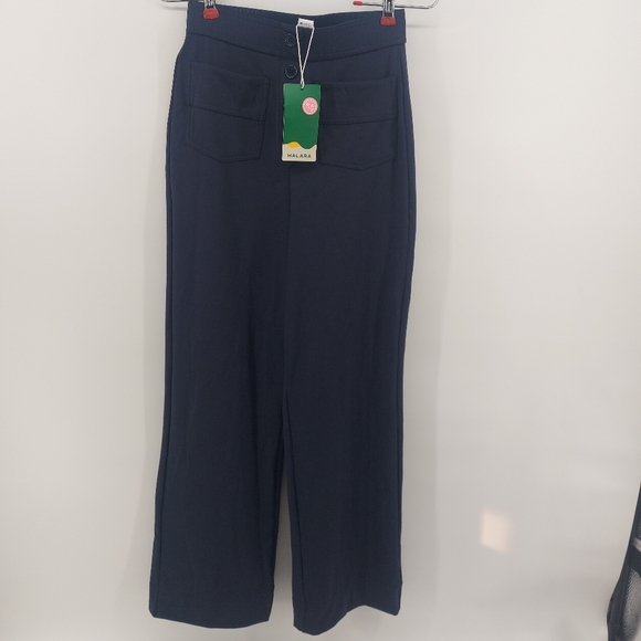 Halara High Waisted Button Multiple Pockets Straight Leg Casual Pants XS Blue - Picture 4 of 8